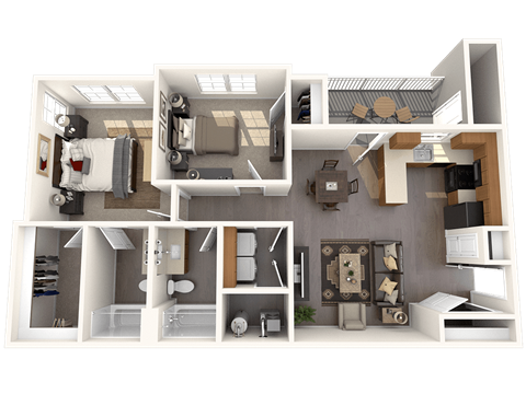 a rendering of a 3d floor plan of a house
